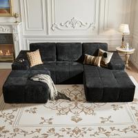 Silver Velvet Fabric Grey Right Chaise & Ottoman