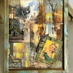 Cafe - 9 x 7 Mixed Media Framed