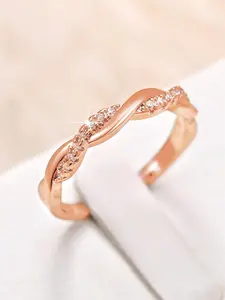 Women's Elegant Rhinestone Decorated Twist Design Ring, Bridal Engagement Ring, Fashion Jewelry for Party, Daily Clothing Decor, Wedding Engagement Anniversary Party Jewelry Gifts