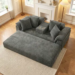 Four-function folding convertible sofa bed, 78-inch oversized checkered fabric-covered foam-free seat sofa,  Couple-Style Double Bed, Floor-Standing Modular Ottoman for Living Room & Bedroom Relaxation boneless sectional couch