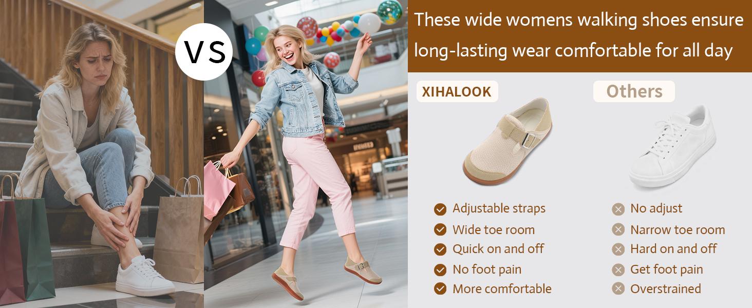 LEISFIT Women's Plain Wide Round Toe Barefoot Clogs - 0 Drop Minimalist Slip-On Walking Shoes with Adjustable Strap for Daily Wear,shoes for back to school,back to school shoes