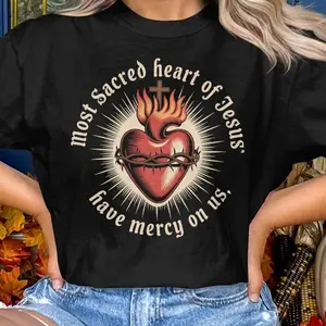 Catholic Comfort  T-Shirt, Sacred Heart of Jesus, Traditional Catholic Apparel, Roman Catholic Saint T-Shirt for Devotees