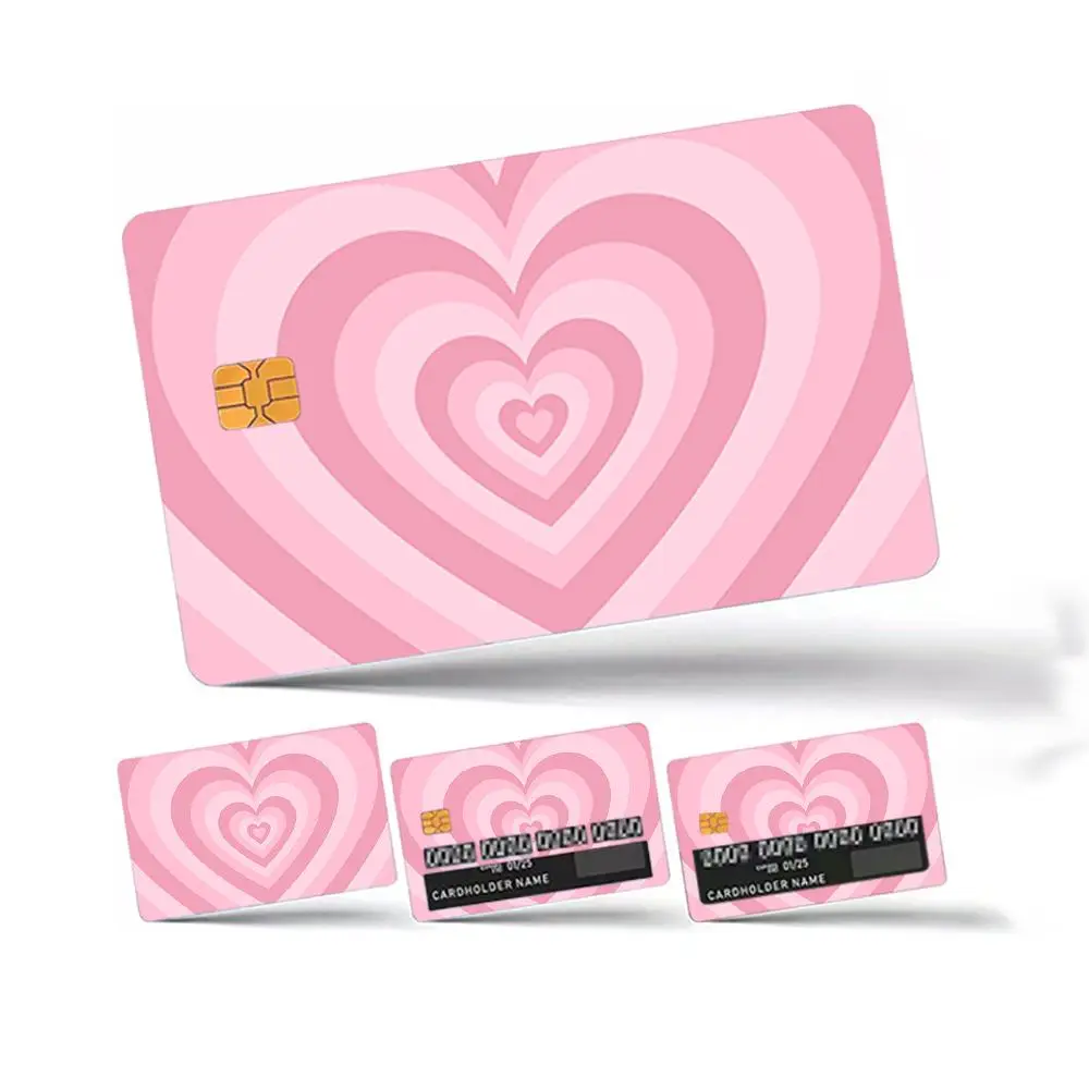 Heart Pattern Credit Card Sticker, 4 Counts/set Thin Waterproof Anti-scratch Card Sticker, Personalized Design Bank Card Decorative Sticker