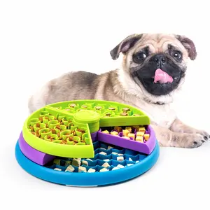 Pet Slow Feeder Bowl, Interactive Dog Puzzle Feeder, Multi-Color Three-Layer Design, Non-Slip Surface, Durable Pet Food Bowl Set