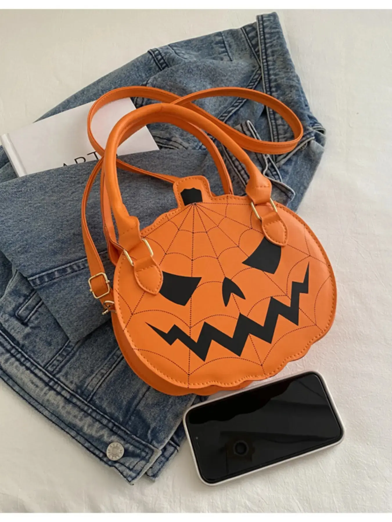 2026 New Halloween Pumpkin Shape Women's Bag, Colorblock Funny Handbag, Single Shoulder Crossbody Bag, Casual All Seasons Style