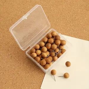 50pcs Wood Push Pins, Wooden Head Stainless Steel Point, Decorative Thumb Tacks, Cork Board Thumbtacks, Cute Thumbtack for Wall and Bulletin Board