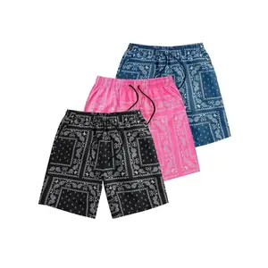 3 PCS Men's Ethnic Paisley Print Drawstring Shorts Summer Beach Swim Trunks Lightweight Graphic Casual Shorts Comfy Vacation Apparel Ideal for Back to School Outdoor Travel Trendy cargo shorts men's shorts summer