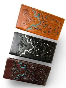 Men's Engraved Long Wallet, Premium Leather Men's Accessory for Daily Use