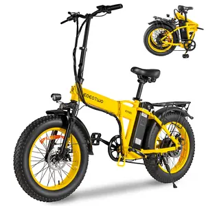 EOEOTWO EM20 Folding Electric Bike 1500W Peak Motor 30MPH with Rear Rack 20x4 Inch Fat Tire Aluminum Frame 32KG Weight Commuting Travel
