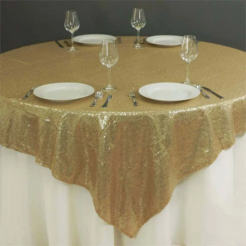 Sequin Square Table Overlay 72"x72" Champagne - Sparkly Table Topper