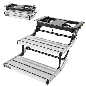 VEVOR RV Steps, 2-Step, 440 lbs Load Capacity, Electric Retractable RV Stairs, Telescopic Folding Aluminum Alloy Camper Steps, Steel Frame Non-Slip Entry Stair for Camper Van Motorhome Travel Trailer