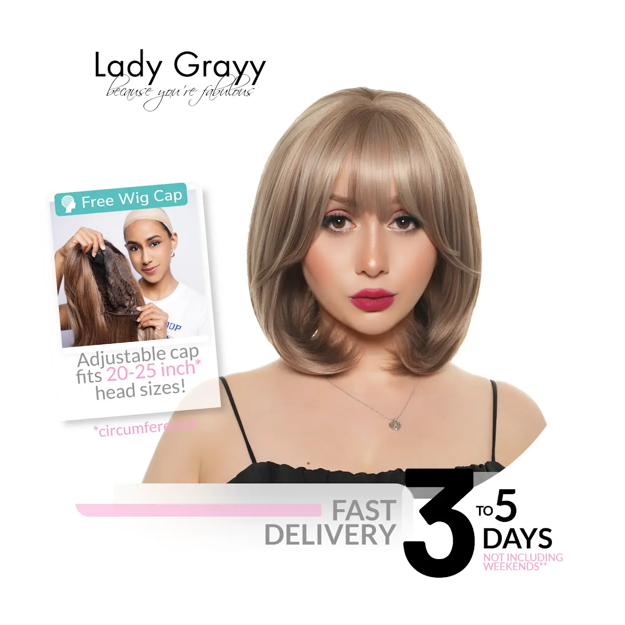 Lady Grayy 11-inch Light Chestnut Blonde Synthetic Wig with Highlights ...