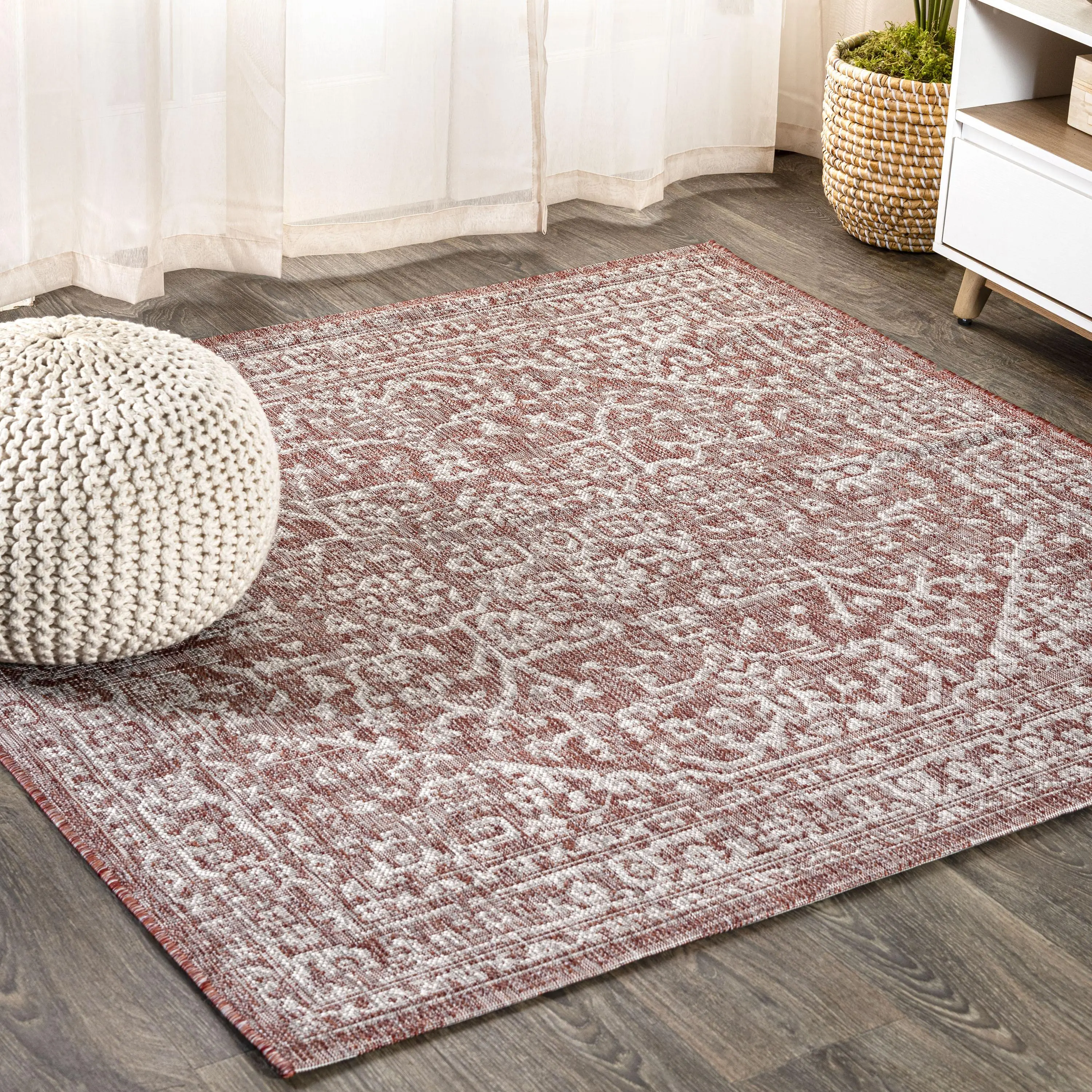 Malta Bohemian Medallion Textured Weave Indoor/outdoor Square Rug