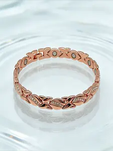 Rose gold leaf diamond magnet bracelet, European and American fashion versatile women's jewelry, Fashion bracelets
