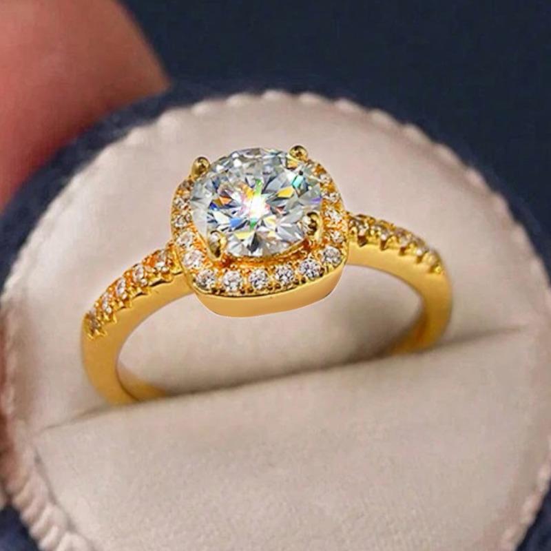 Women's Elegant Fashion Ring - Handcrafted Costume Jewelry with Sparkling Zircon Square Center Stone, Ideal for 1-2 Ceremonies (Birthday, Anniversary) for Eternal Commitment & Sparkle That Lasts