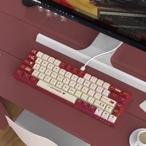 AJAZZ AK680 wired mechanical keyboard new red switch portable dual-color keyboard cap full-key hot-swappable 68-key small configuration e-sports gaming keyboard mixed color DIY support multi-system suitable for games and office practical