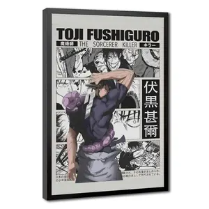 Jujutsu Kaisen JJK Toji Fushiguro Manga Collage Canvas Print Japanese Anime Epic Action Wall Decor Poster (Ideal for Man Cave / Room Makeover / Anime Collection) Canvas Wrap / Unframed