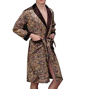 Marsgoo Mens Silky Satin Lounge Robe, Long Lightweight Sleepwear