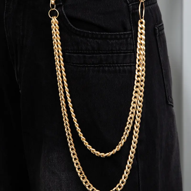 Men's Double Layer Pants Chain, Casual Pants Chain for Jeans Trousers, Pants Chain for Party, Daily Clothing Decor, Pants Chain for Gift, Adjustable Waist Chain, Waist Chain Accessory, Body Jewelry