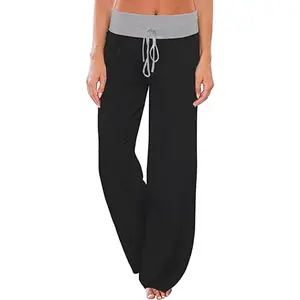 Women's Comfy Pajama Pants Casual Drawstring Palazzo Lounge Wide Leg Pants