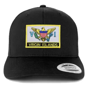 Trendy Apparel Shop Flexfit XXL Virgin Islands Flag Retro Trucker Mesh Cap