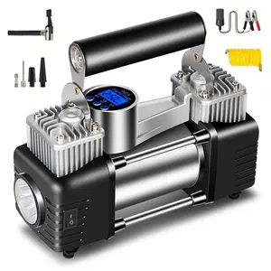 Hello Leiboo Tire Inflator Portable Air Compressor 12V DC Digital Pump with 12 LEDs for Car Motorcycle & Bicycle Up to 150 PSI Automotive Accessories