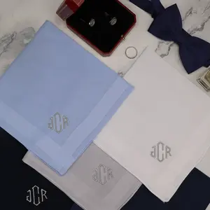 The New York Set – Personalized Handkerchiefs with Classic Serif Initials, Embroidered Monogram, Custom 5-Pack Gift for Him or Her