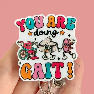 Glitter My Badge You’re doing gait Physical Therapy badge reel for nurse and hospital workers. Badge clip Badge pull - Retractable swivel clip with a 360 rotation. Great gift for coworkers