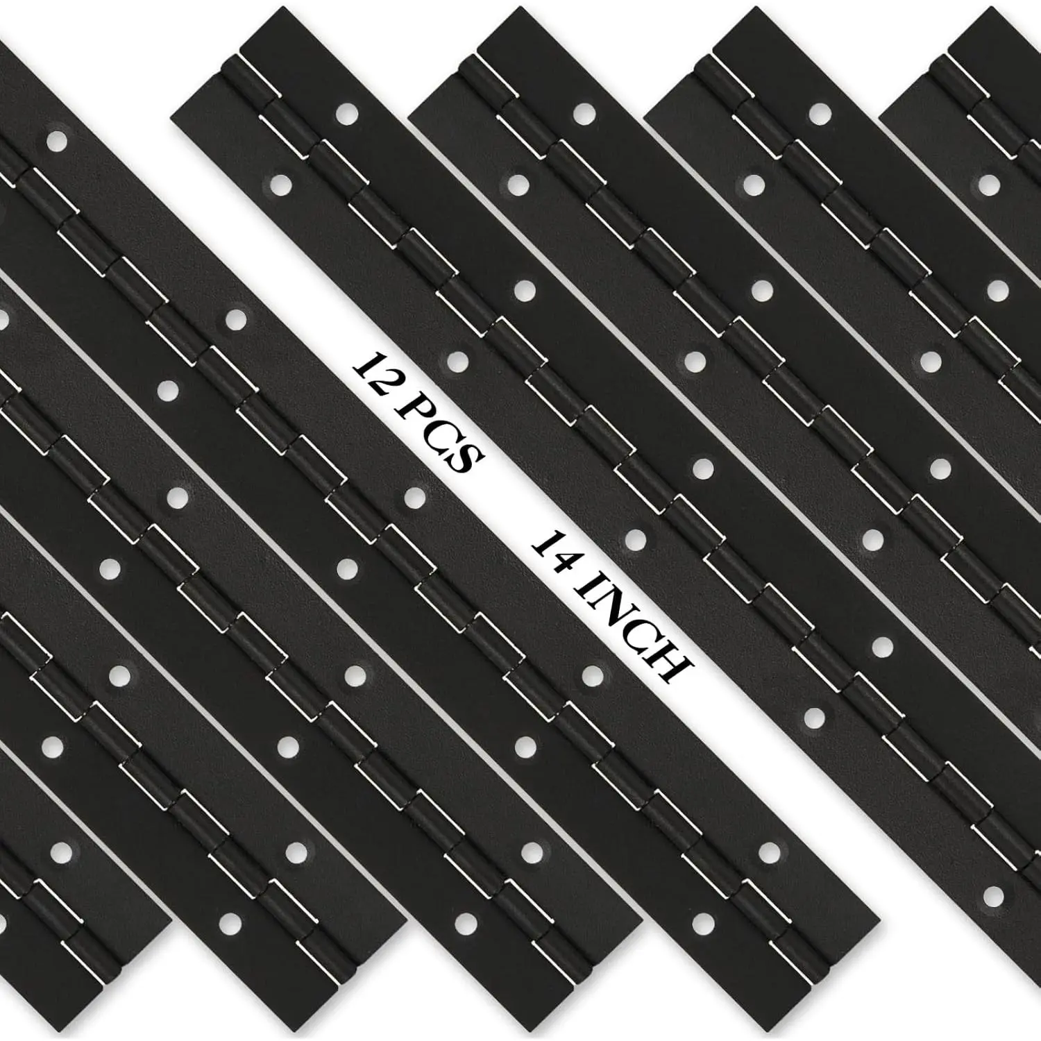 12Pcs 14Inch Black Continuous & Piano Hinge, Stainless Steel 304 Heavy Duty Continuous Hinge with Holes, Furniture Hinges for Cabinets, Boat, Woodworking