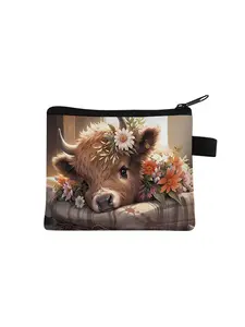 cow pattern all over print coin purse