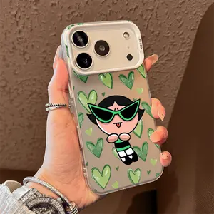 Cool Green Heart Powerpuff Girl Phone Case for iPhone 17 AIR 17 PRO 16 PRO 15  PRO MAX  14 PLUS 13 PRO 12 11 PRO XS MAX X XR Samsung Galaxy S25 Ultra S24 S23 S22 Plus  series(anti-drop hard shell) shockproof mobilephone protective cover