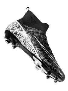 New Assassin High Top Leather Soccer Shoes for Men Women, Long Stud Fg Outdoor Youth Anti-Slip Shock Absorption Training Sneakers