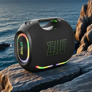 250【ZEALOTs】Portable wireless speaker high ,fidelity sound and audio, desktop Bluetooth speaker surround sound, TWS pairing, 48000 long battery life, supports USB/TF card/AUX/BT smartphones. Ideal choice for family/car/party/camping/gift giving