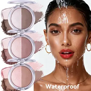 2-in-1 dual-color contouring and highlighter powder, waterproof contour powder creates three-dimensional contours and a radiant finish, suitable for all skin types and occasions