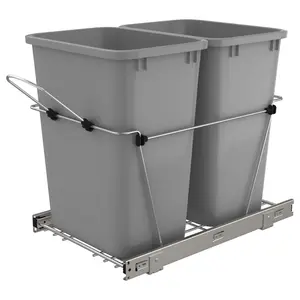 Rev-A-Shelf Double Pull Out Trash Can 35 Qt for Kitchen, RV-18KD-17C S Container Cabinet Rev-A-Shelf Double Pull Out Trash Can 35 Qt for Kitchen, RV-18KD-17C S Container Cabinet