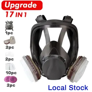 [SummerVibes]Greenish Safety First Reusable Respirators Pomerol 17-in-1 Full Face Gas Mask with Dual Filter Cartridge Anti-Dust Anti-Virus Anti-Toxic Protection Ergonomic Design Adjustable Fit for DIY FYP Father's Day Gift