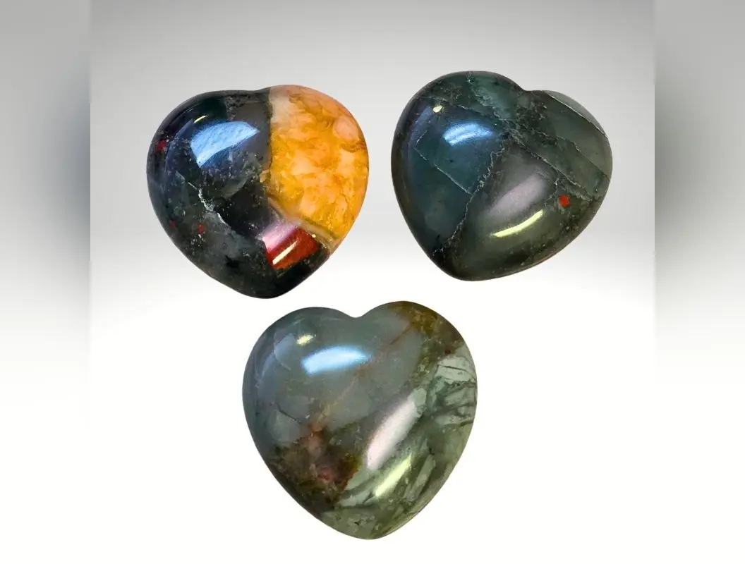 Bloodstone Carved Hearts 