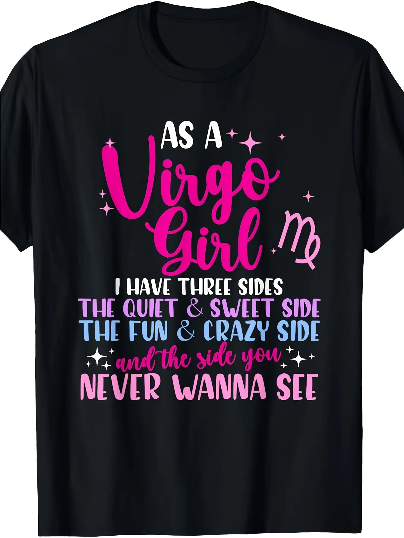 Virgo Zodiac Sign T-Shirt for & Men -  Cotton 180gsm Soft Breathable Astrology Tee with Virgo Girl/ Maiden/ Female Symbols Casual Short Sleeve Crew Neck Shirt Gift for Virgos Machine Washable