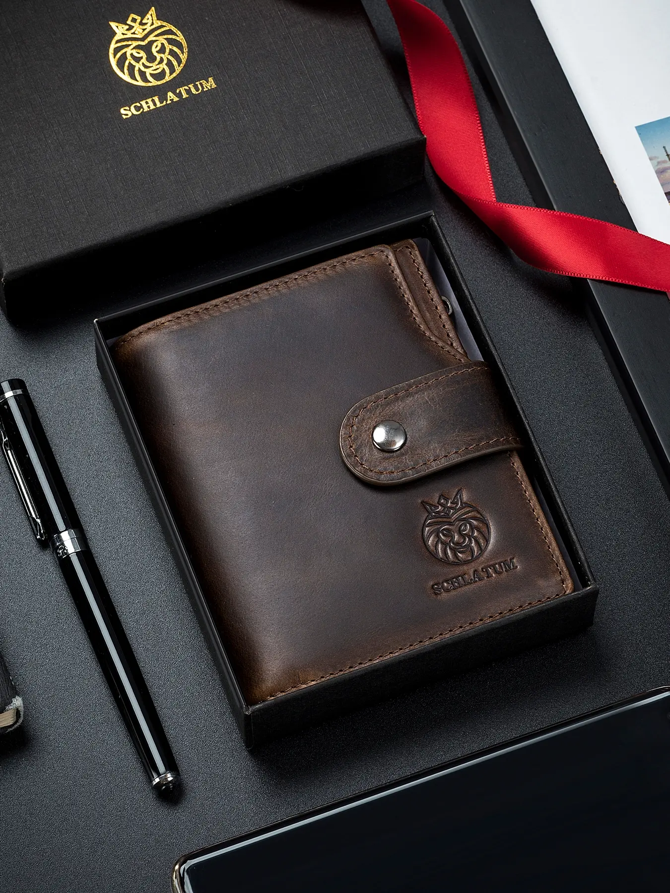 Men's RFID Blocking Genuine Leather Wallet, 18 Card Slots, Coin Pocket, High-Capacity with Flap ID Window, Leather RFID Wallets