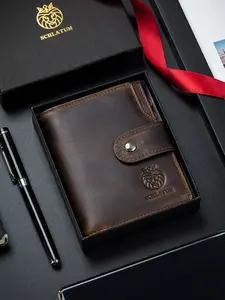 Men's RFID Blocking Genuine Leather Wallet 18 Card Slots Coin Pocket, Large Capacity with Flap ID Window RFID Blocking Wallets