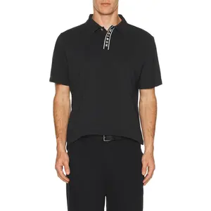 Malbon Golf Block Placket Polo in Black