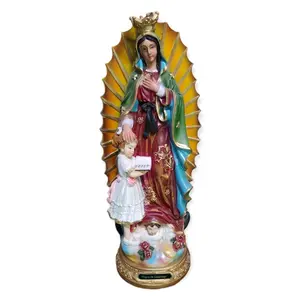Virgen De Guadalupe 8" Inches Tall Con Nina  Statue Featuring a Colorful Design Our Lady of Brand New Para Bautizo o Primera Communion Recuerdos