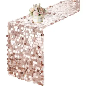 12 x 108 Inch Rose  Sequin Table Runner Glitter Rectangle Big Sequin Table Runner for Wedding Party Birthday Christmas Halloween Decoration (1 Pack)