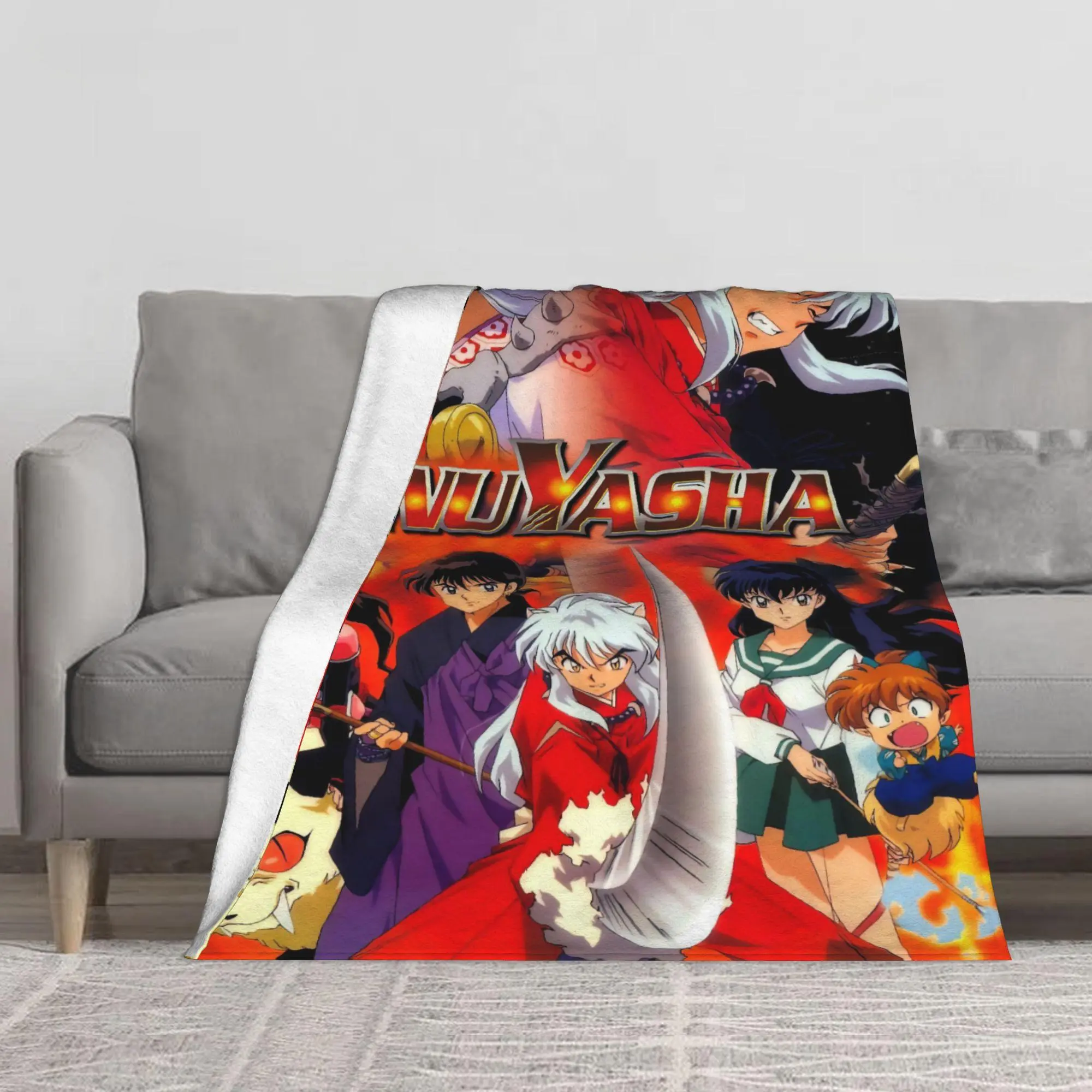 Anime Inuyasha Blanket, Lightweight Soft fluffy Flannel Throw Blanket, For Couch Bed Sofa Bedroom Living Room Travel Office All Season Use