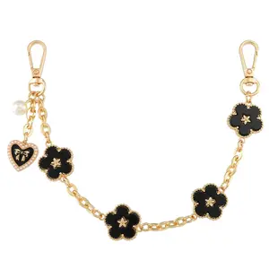 Pink Bag Charms Chain Purse Extender Chain Flower Purse Charms Accessories For Women