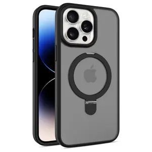 Magnetic Wireless Charger Case with Ring Stand - Shockproof Matte Cover & Camera Lens Protector for iPhone 11 12 13 14 15 16 Pro Max Plus Accessories