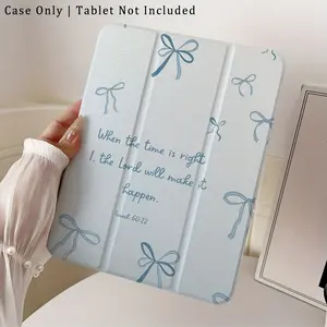 This blue, bow-adorned case features a Bible quotation design, an adjustable stand, a pen holder, and a foldable, non-slip TPU design. It's suitable for Samsung, iPad mini, iPad Air, iPad Pro/iPad 10th and 11th generation iPads.