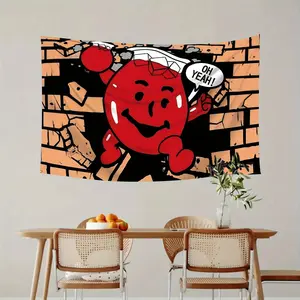 1 Piece Fun Red Gummy Bear Tapestry - "Oh Yeah!" Design, Colorful Polyester Material, Suitable for Bedroom, Living Room, Dorm Decor - Perfect Gift for Gummy Bear Lovers, Home Decor, Dynamic Artwork, High-Quality Printing, Creative Home Style