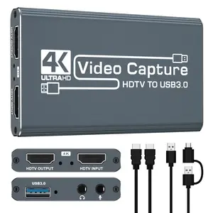 Hdmi Capture Card,Video Capture Card, Audio Video Capture Card, USB 3.0 Capture Card 4K HDTV Loop-Out, 1080P 60FPS/2K 30FPS Video Game Capture For Streaming Works For PS5/Switch/Camera/PC/OBS (Grey)