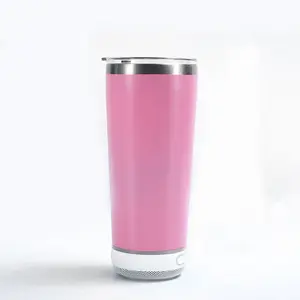 Pink 30 oz Tumbler Hot and Cold with Removable Bluetooth Speaker - Perfect for On-The-Go Use - Flasks, Drinkware moms flask blue portable Stainless Steel